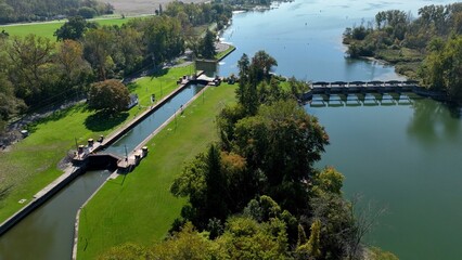 Canal lock 1 at Cayuga Finger Lake in Up State New York that allows access to Seneca River waterway...