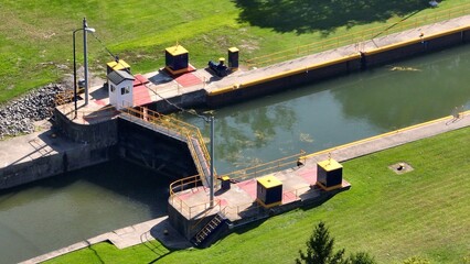 Canal lock 1 at Cayuga Finger Lake in Up State New York that allows access to Seneca River waterway...