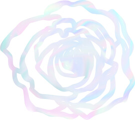 rose watercolor line art with holographic theme color 