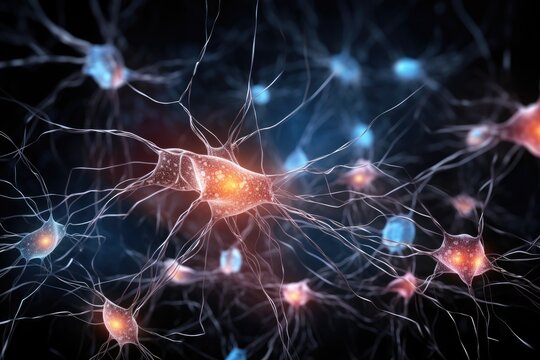 An up-close image of a cell phone showcasing a multitude of wires connected to it., Nervous system in the human brain is powered by artificial intelligence, AI Generated