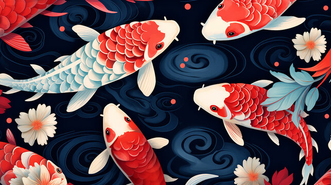 pattern with koi fish 