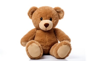 Brown teddy bear on white background