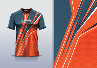 Sport jersey design template mockup stripe line racing for football soccer, running, esports, orange gray color 
