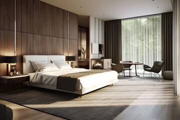 Modernist Hotel Room with Minimalist Aesthetics