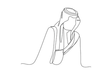 Saudi Arab businessman fashion in different poses isolated on white background. Vector illustration in a flat style. Editable strokes.