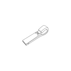 Unidad flash USB negra con trazo y clip de metal. vector illustration of USB isolated.