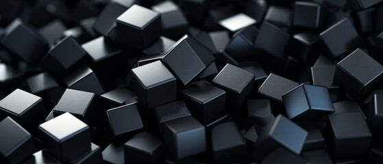 Tumbled Black Cubes with Textured Surfaces