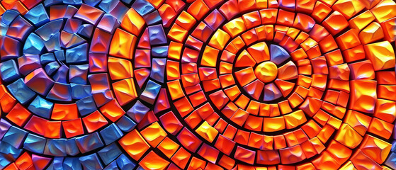 Radiant Spiral Mosaic of Chromatic Cubes