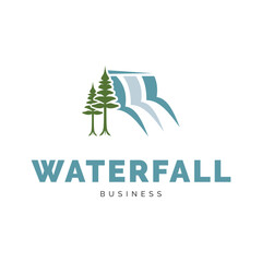 Waterfall Icon Logo Design Template