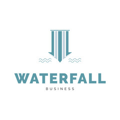 Waterfall Icon Logo Design Template