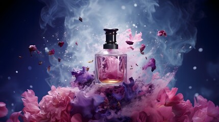 Perfume with floral aroma burst. - obrazy, fototapety, plakaty