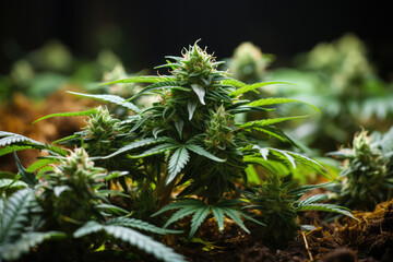 Cannabis buds. Indoor grow. Cannabis flower. Legal Marijuana cultivation in the home