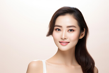 Fototapeta premium Beautiful Woman Face Portrait Beauty Skin Care Concept. asian Beauty