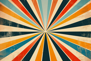 Retro seventies stripes sunrays vector background design