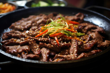 beef steak on hot pan - japanese food style