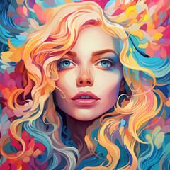 NEO ART  Colorful Girl Illustration V2 print 056