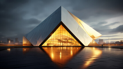 Abstract polygonal building exterior design, conceptual architectural design