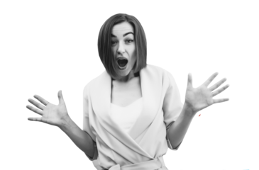 Crazy girl emotions. Collage in magazine style with happy emotions. Colorful summer concept.