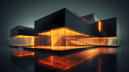 Obraz premium Abstract polygonal building exterior design, conceptual architectural design