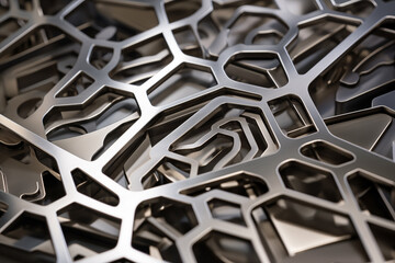 Metal product cut by CNC machine. Generative AI
