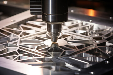 Auto CNC machine for metalworking. Generative AI - obrazy, fototapety, plakaty