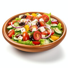 a greek salad, studio light , isolated on white background