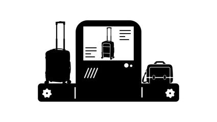 airport baggage security scanner, black isolated silhouette