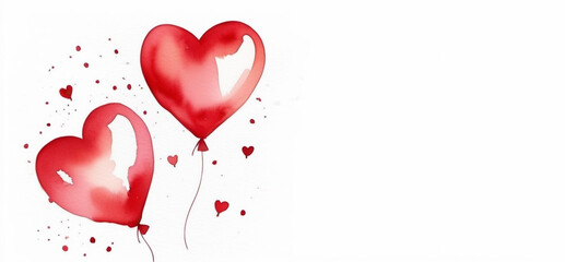 Red hearts balloons on white background. Celebration concept. Space for text
