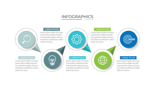 Modern infographic template. Creative circle element design with marketing icons. Business concept with 5 options