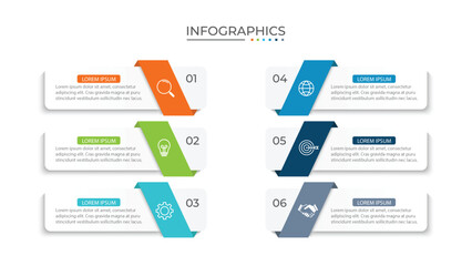 Vector infographic design template with 6 options or steps