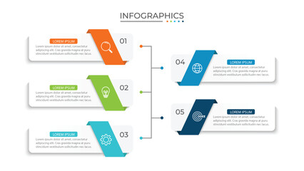 Vector infographic design template with 5 options or steps - obrazy, fototapety, plakaty