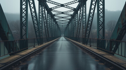 Empty bridge spanning a river