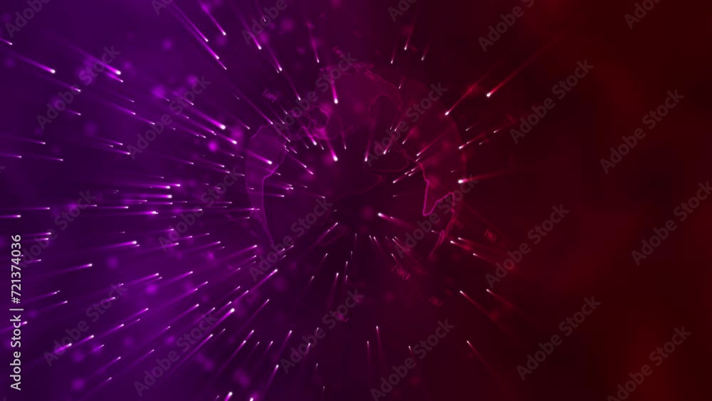 Poster beautiful earth hologram rotating seamless in cyberspace structure around globe.