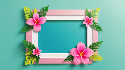 Obraz premium AI generated illustration of a frame with flowers around and copyspace for your text or image