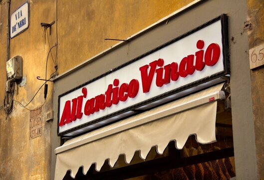 Prov&igrave;nce of Florence , Italy , October 15th 2023, sign of &ldquo;Antico Vinaio&rdquo; famous panini shop .