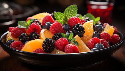 Healthy eating Fresh fruit salad, a gourmet summer dessert generated by AI
