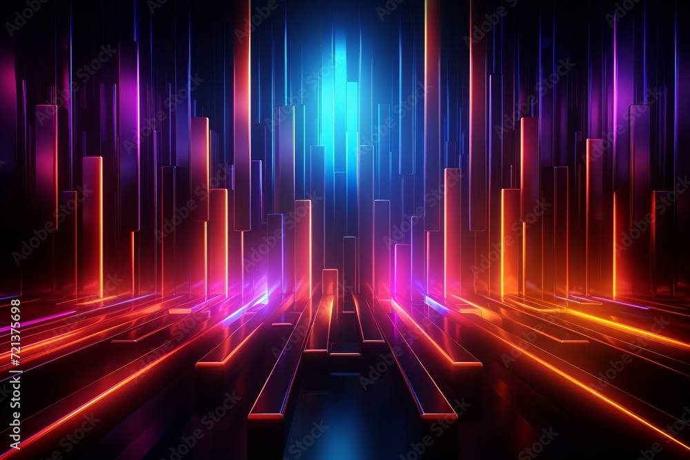 Aufkleber experience the allure of this striking 3d rendering, presenting an abstract neon background designed