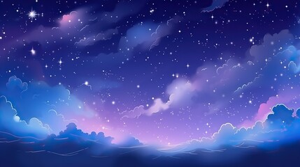 Obraz na płótnie Canvas Beautiful colorful evening cloudy sky with stars