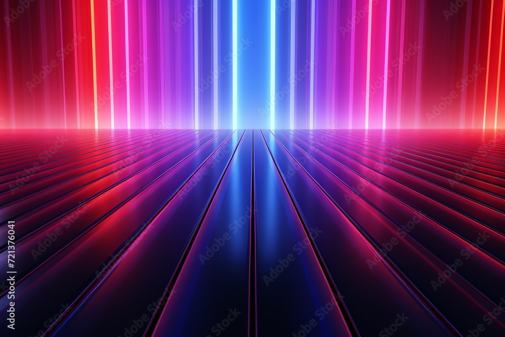 Poster experience the allure of this striking 3d rendering, presenting an abstract neon background designed