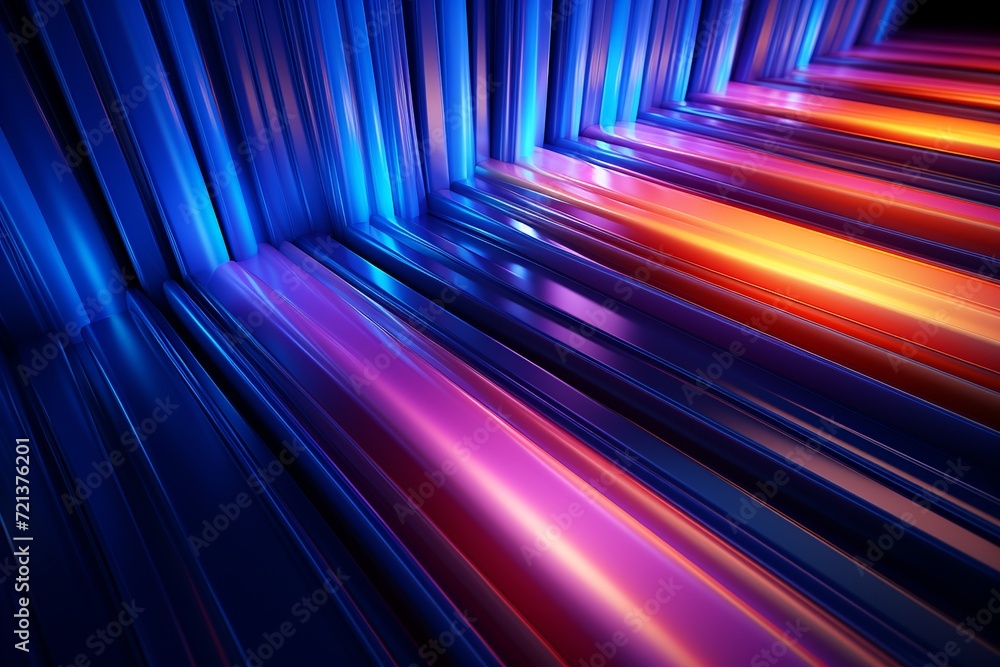 Poster experience the allure of this striking 3d rendering, presenting an abstract neon background designed
