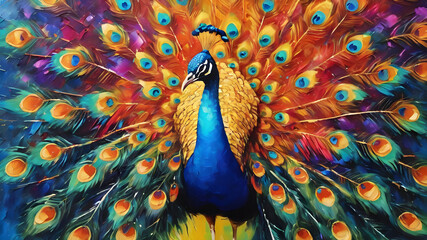 Colorful peacock painting