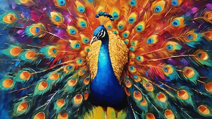Abwaschbare Fototapete Colorful peacock painting © ankpristoriko