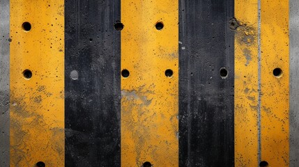 Concrete wall with black and yellow stripes