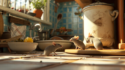 mice playing in the kitchen