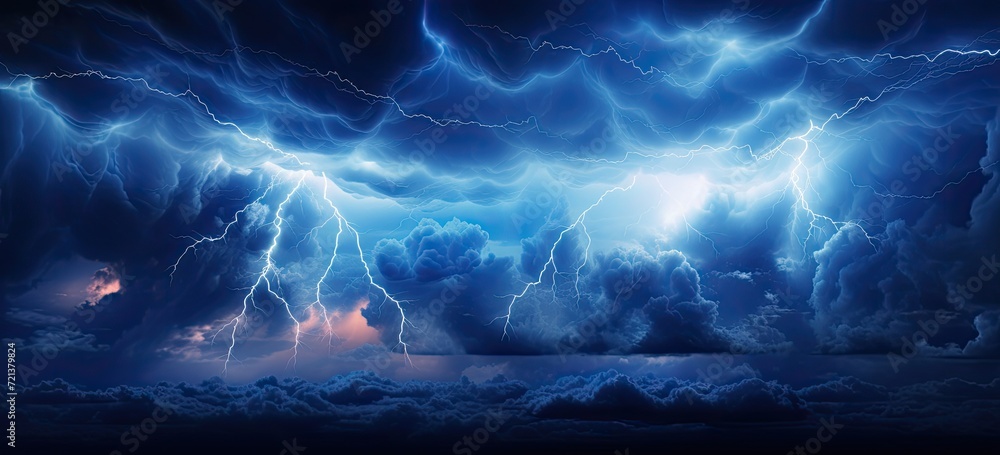 Poster the atmospheric turmoil of dark storm clouds, rain, and thunder merges to create an abstract and for