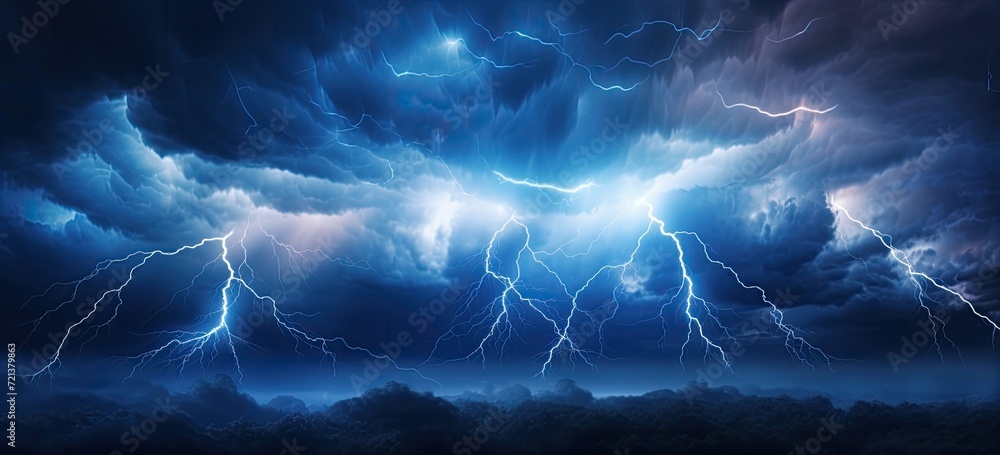 Poster the atmospheric turmoil of dark storm clouds, rain, and thunder merges to create an abstract and for