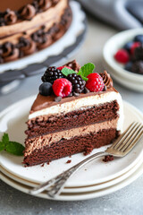A slice being served from a Chocolate Cake