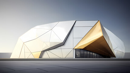 Modern abstract style cube shape building exterior