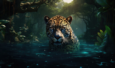 Beautiful wild leopard in amazing jungle