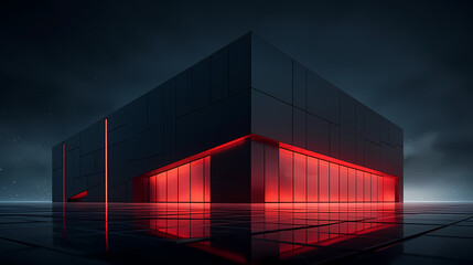 Modern abstract style cube shape building exterior
